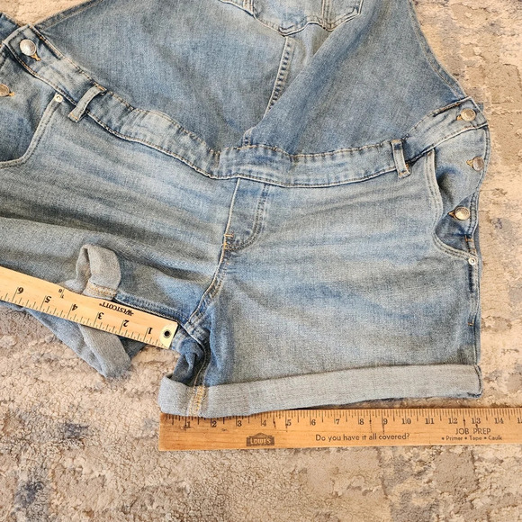 H&M Maternity Denim Overall Shorts Shortalls Women's size XXL Medium Wash - Picture 7 of 16